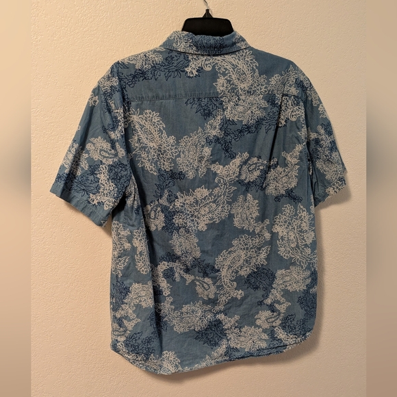 Houston White Blue Floral Men's Shirt - Picture 2 of 3